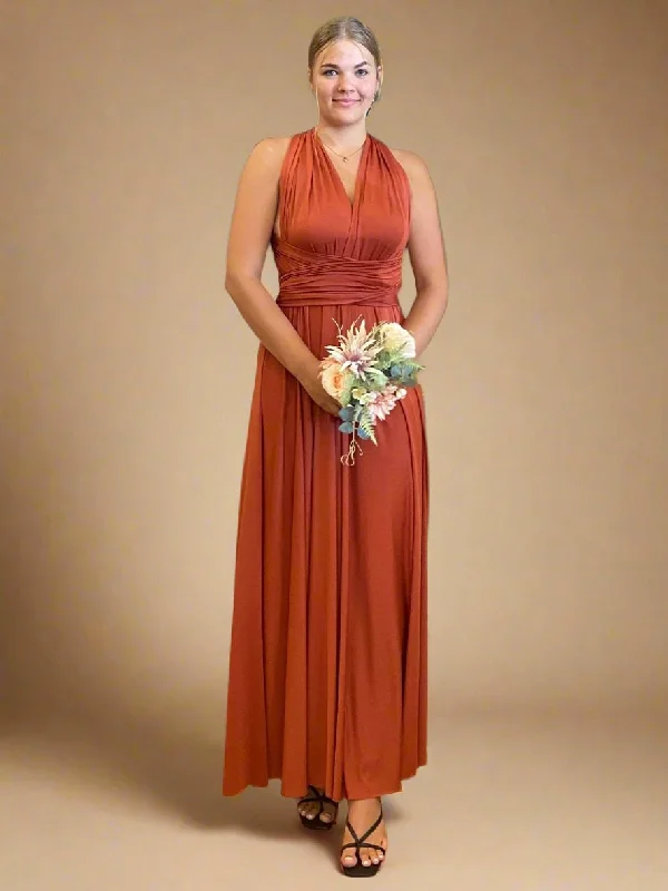 Pumpkin Convertible Infinity bridesmaid dress with Split Express NZ wide