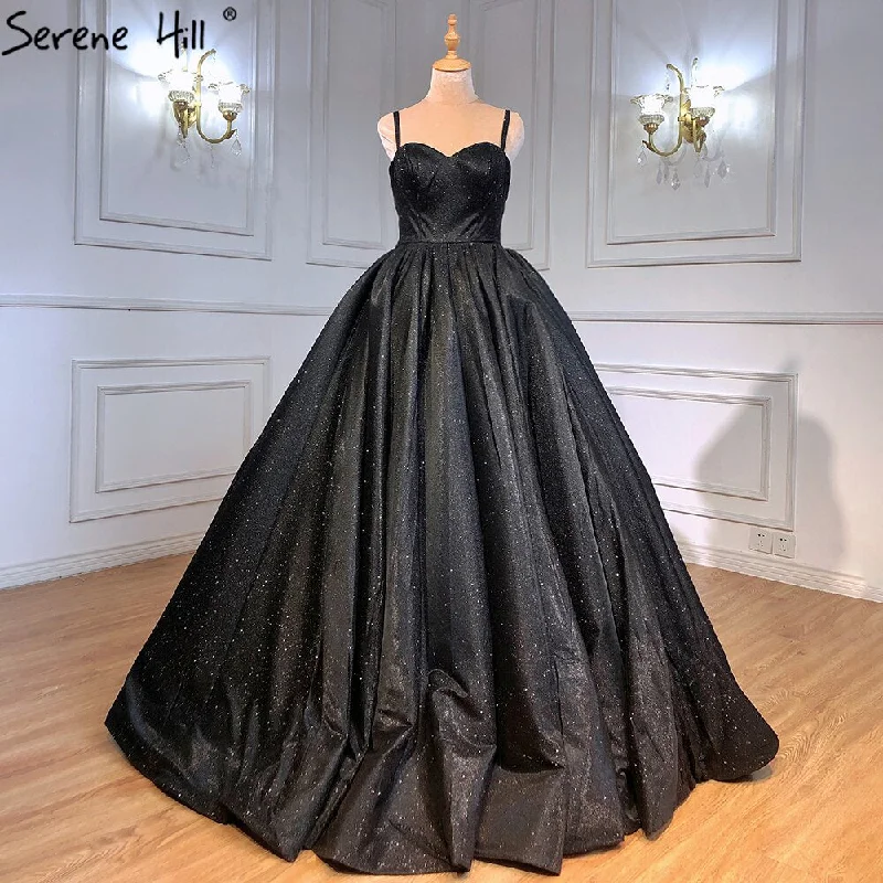 Serene Hill Black Sexy Wedding Dresses 2024 High-end Spaghetti Strap Bridal Gowns HA2521 Custom Made