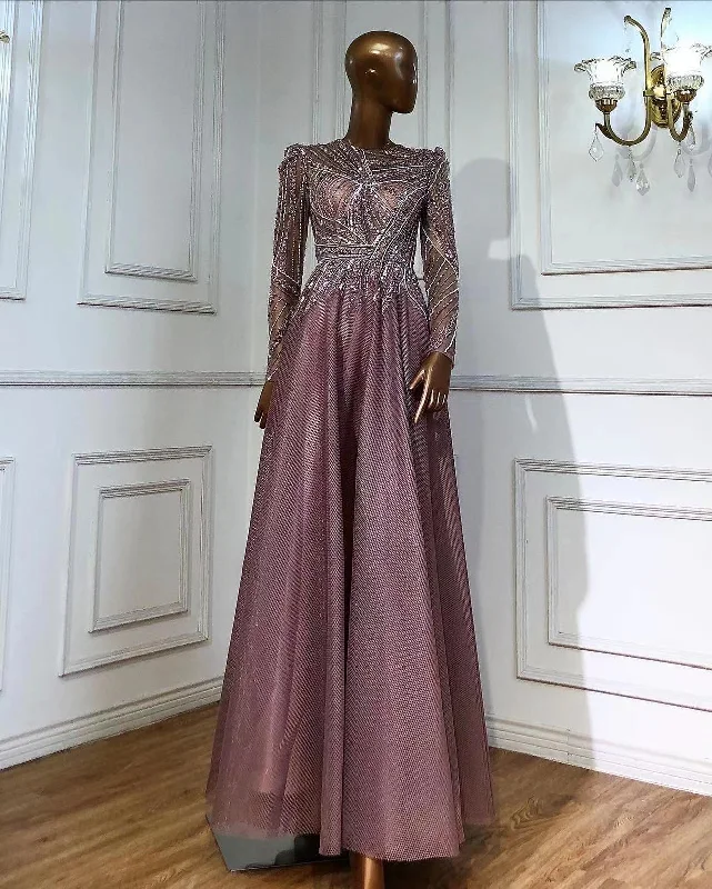 Serene Hill Moslim Roze Avond Jurken 2022 Kralen A-lijn Luxe Voor Vrouwen Wedding Party LA71290L