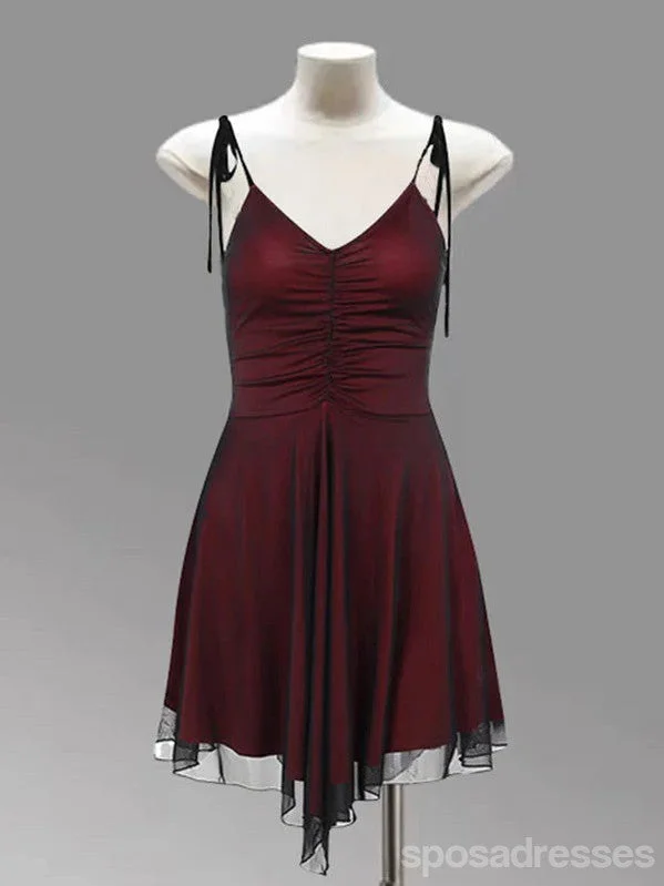 Sexy Black-Red A-line Spaghetti Straps Mini Short Prom Homecoming Dresses,CM995