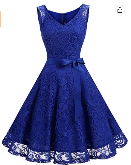 Women Floral Lace Bridesmaid Party Dress Short Prom Dress V Neck Homecoming Dress  c2681