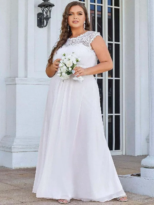 Allanah chiffon and lace wedding dress in white