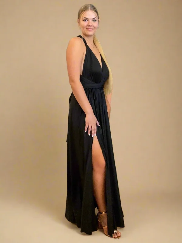 Black Convertible Infinity bridesmaid dress with Split Express NZ wide