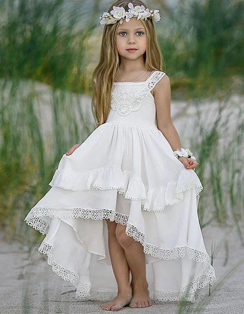 Boho Hi Low Flower Girl Dresses for Wedding Party