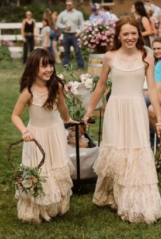 Boho Lace Flower Girl Dresses for Wedding Party