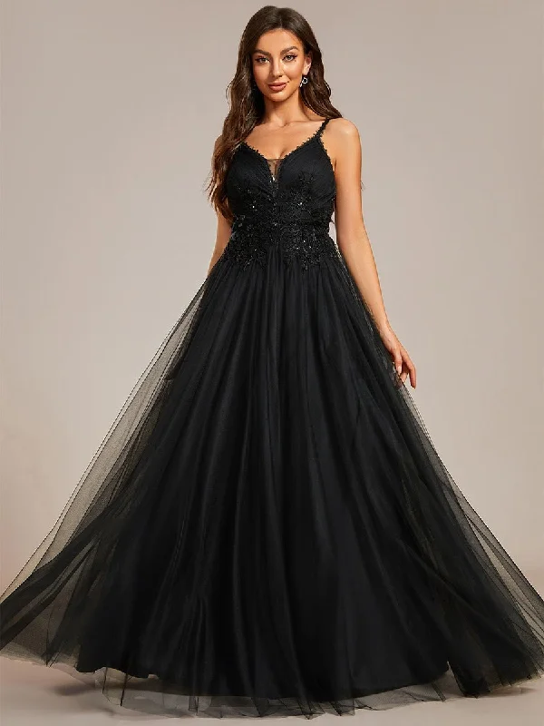 Gloria black tulle wedding or ball gown with beading