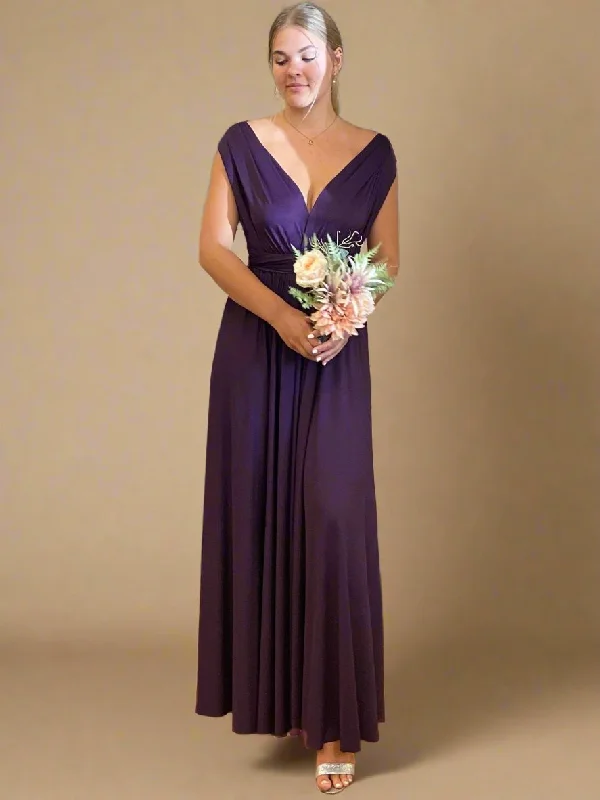 Grape Purple convertible Infinity bridesmaid dress with split Express NZ wide