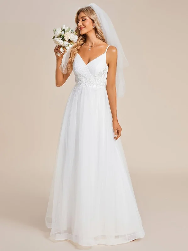 Malin tulle thin strap wedding dress with beads in ivory