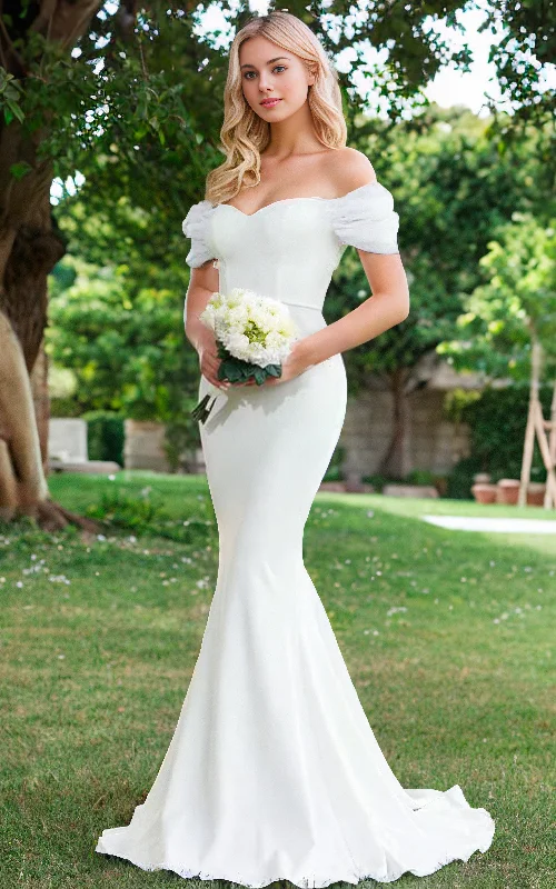 Modern Sexy Sweetheart Mermaid Off-the-Shoulder Dress for Wedding Solid Classic Noble Sweetheart Satin Bridal Gown