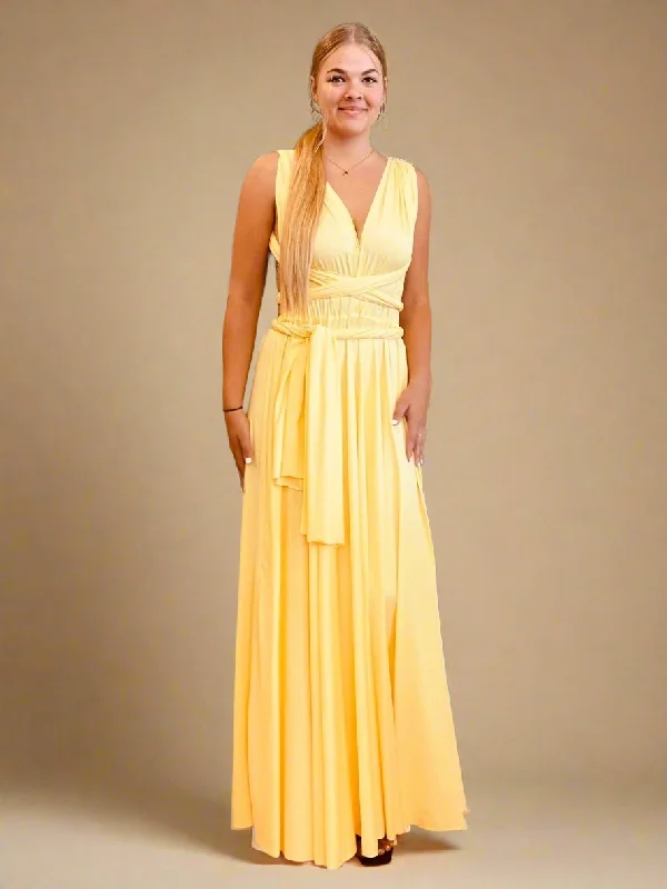 Pastel Yellow Convertible Infinity bridesmaid dress Express NZ Wide