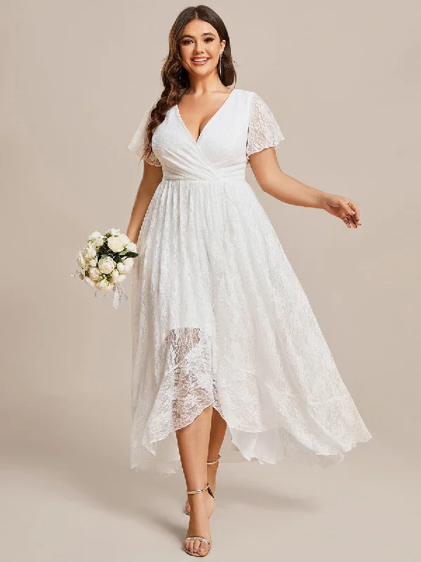 Patty lace high low wedding dress in Ivory