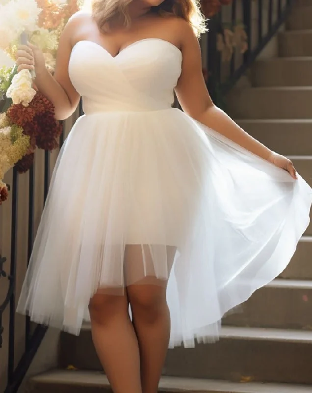 Plus Size Wedding Dresses Bridal Gown Sweetheart Hi Low