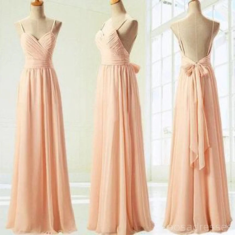 Pretty Chiffon Sweet Heart Backless Floor-Length Cheap Bridesmaid Dresses, WG67