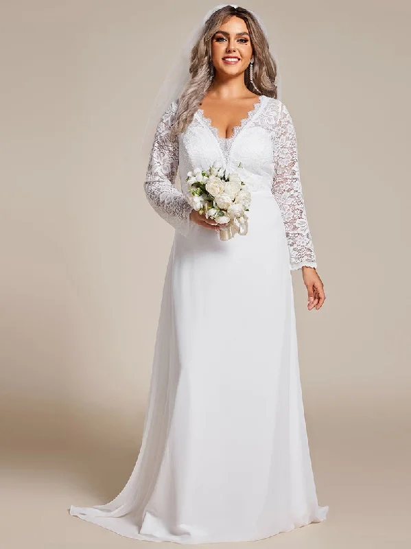 Robin lace and chiffon wedding dress in ivory