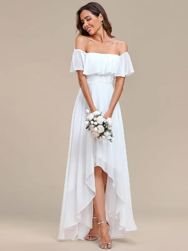 Karmina versatile off shoulder Ivory chiffon wedding dress