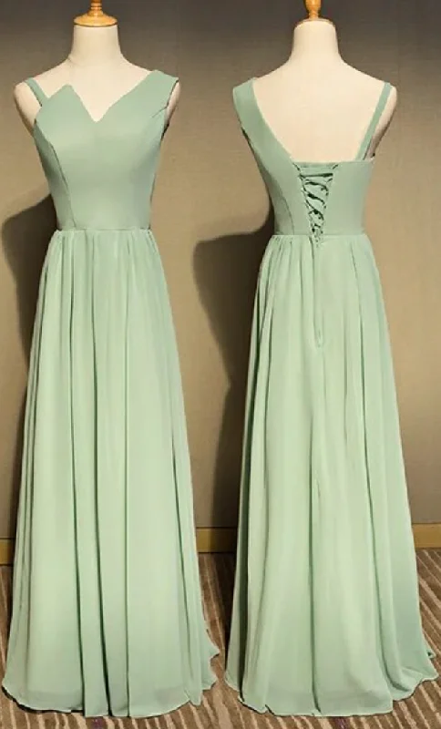 Sage Bridesmaid Dresses For Wedding Party Chiffon Long Length