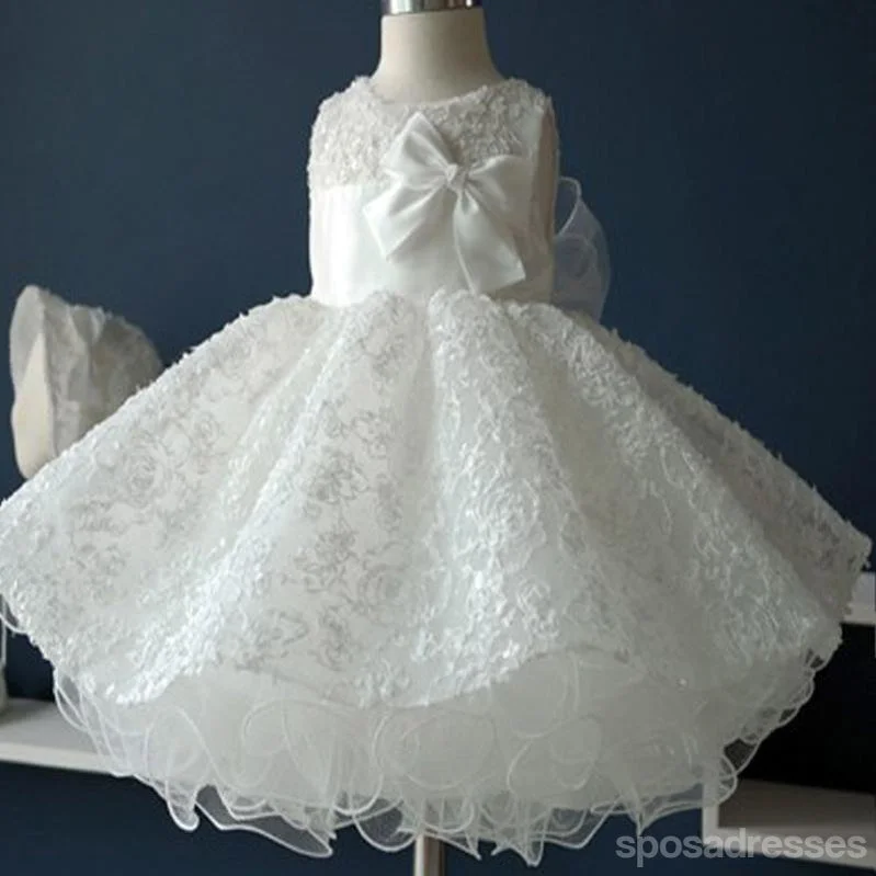 Scoop Sleeveless Lace Tulle Flower Girl Dresses, Cheap Popular Little Girl Dresses for Wedding,  FG037