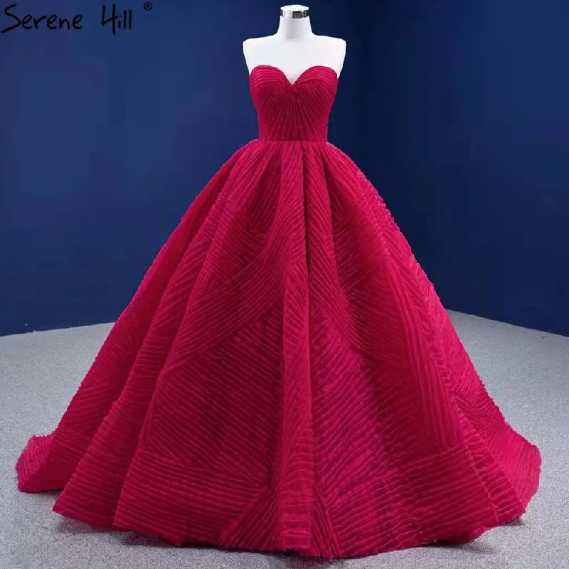 Serene Hill Red Pleat High-end Wedding Dresses 2024 Sweetheart Sexy Lace Up Bride Gowns HM67355 Custom Made