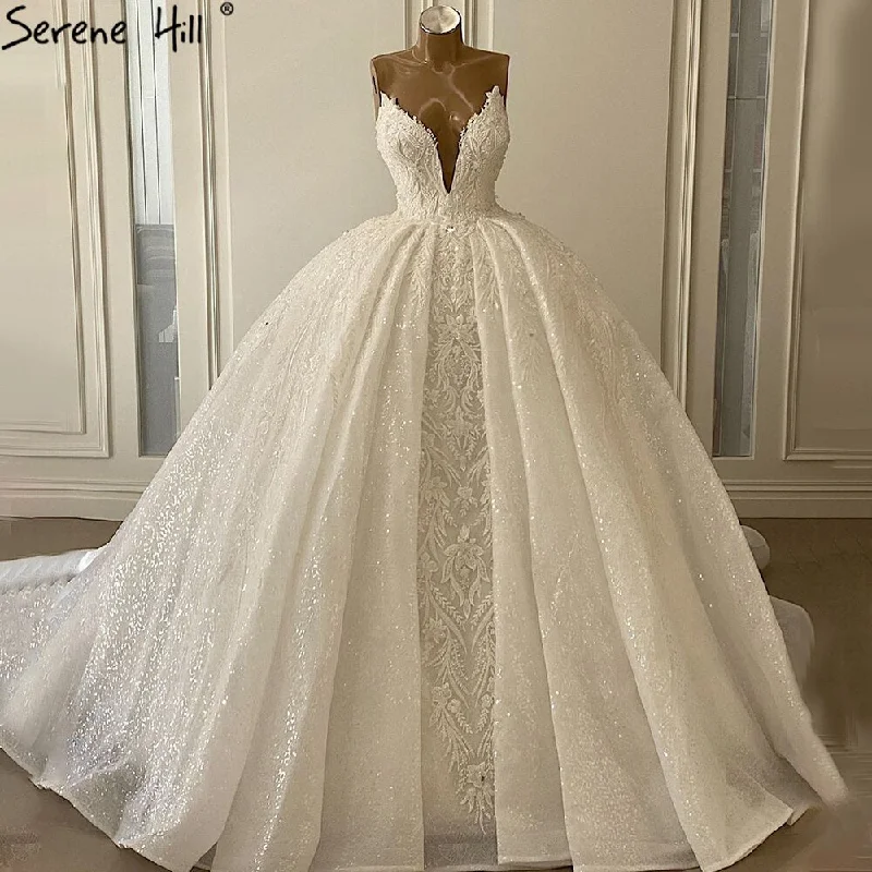 Serene Hill Sexy Lace Wedding Gowns Spaghetti Strap Beaded Bridal Dresses HA2519 Custom Made