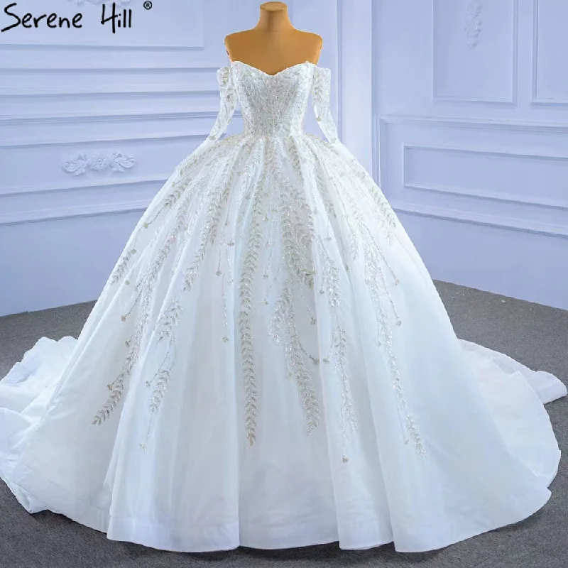 Serene Hill White Luxury Sexy Wedding Dresses 2024 Sparkle Beaded Lace Up Bride Gowns HM67284 Custom Made