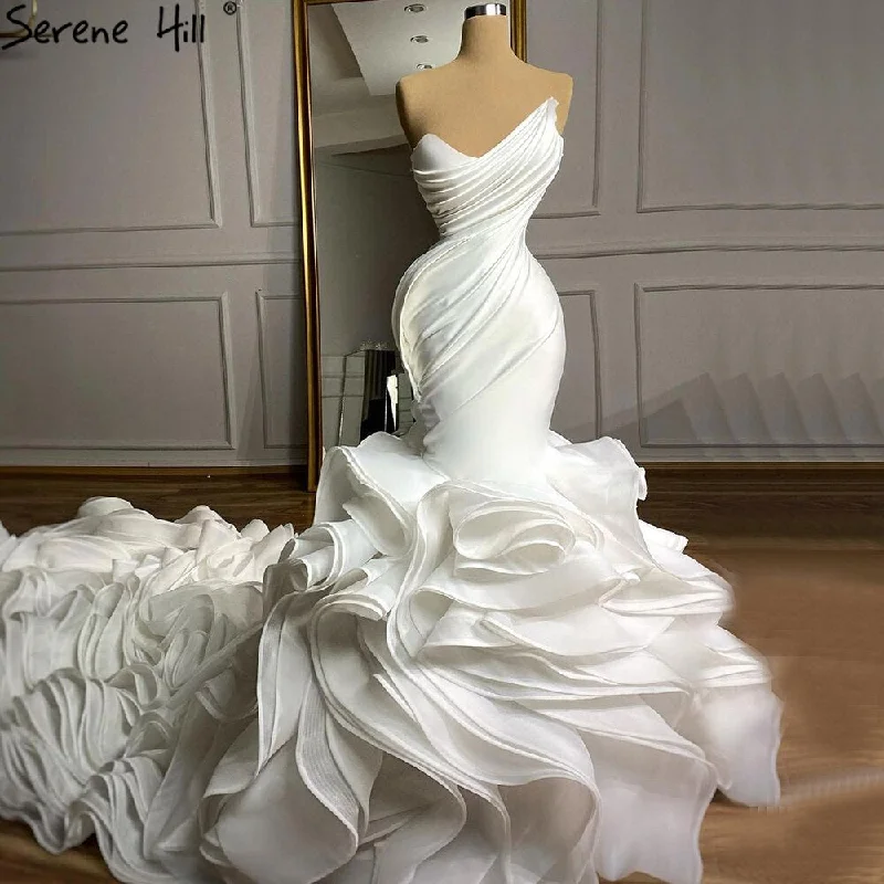 Serene Hill White Mermaid Elegant Wedding Dresses Gowns Sweetheart Sexy Flowers High-end Bridal Dress 2024 HM67212