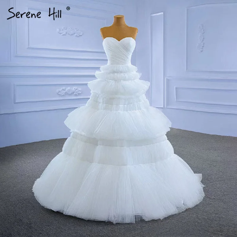 Serene Hill White Princess Ruffles Wedding Dresses 2024 Simple Sexy High-end Bride Gowns HM67308 Custom Made