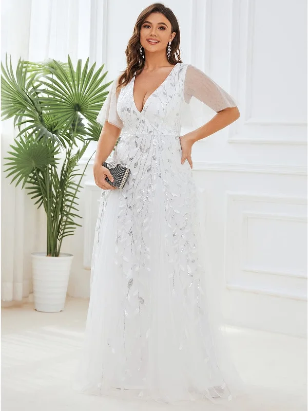 Sylvia wedding dress with sequins in white/silver