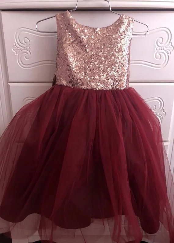 Tulle Burgundy Flower Girl Dresses for Wedding Party