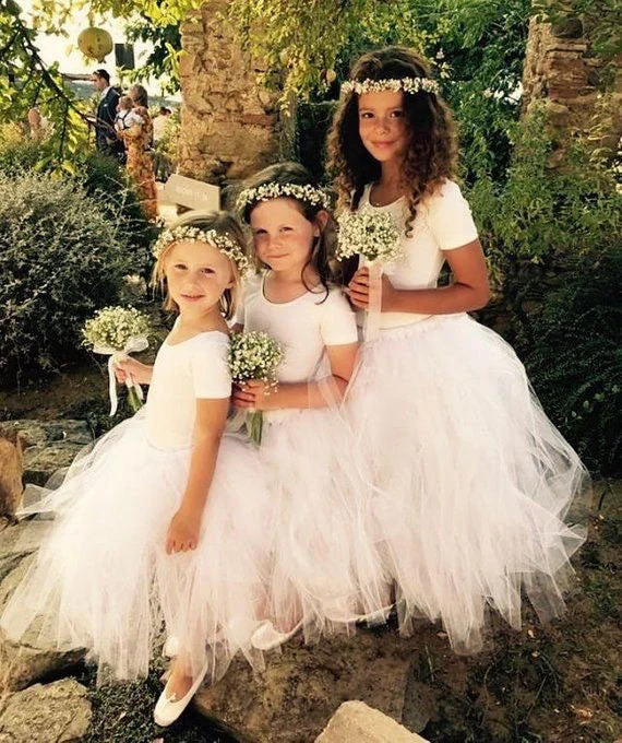 White Two Piece Flower Girl Dresses for Wedding Party