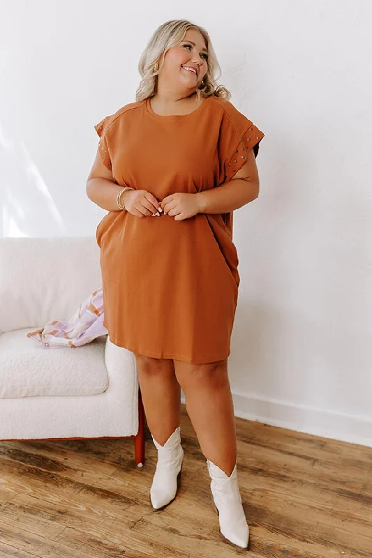 Casual Couture Mini Dress in Rust Curves