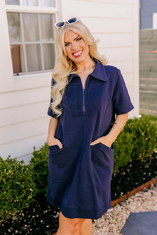 Casual Outing Mini Dress in Navy Curves