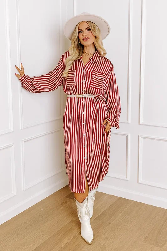 Clean Slate Stripe Midi In Red Curves