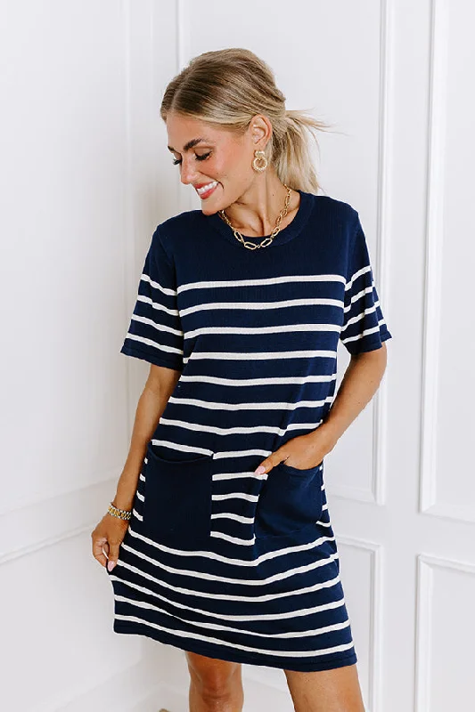 Country Club Charm Stripe Mini Dress in Navy