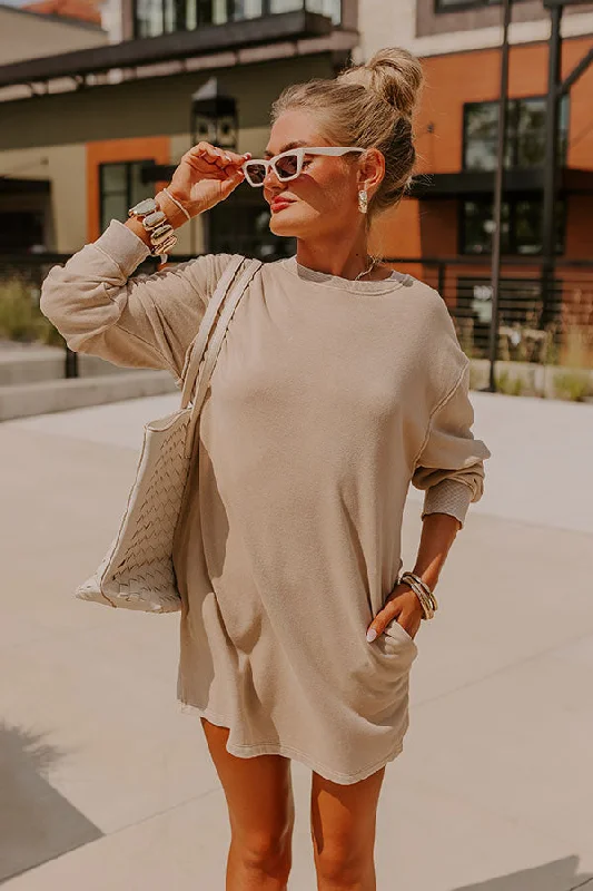 Cozy Classic Sweatshirt Mini Dress in Oatmeal