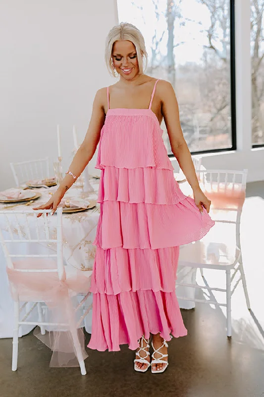 Dreamy Mood Pleated Midi In Pink