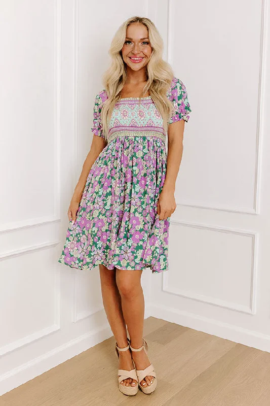 Fan Fav Smocked Floral Mini Dress in Lush Meadow