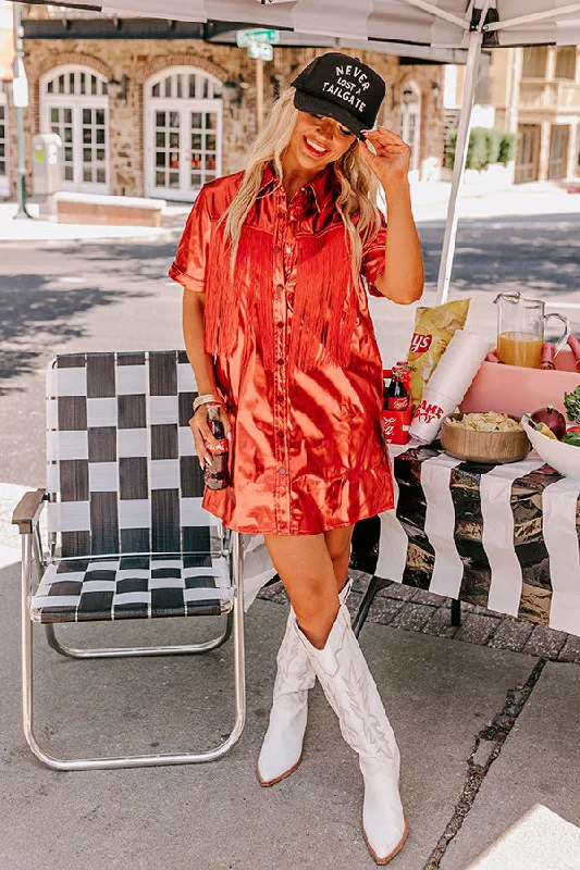 First And Fabulous Metallic Mini Dress in Red