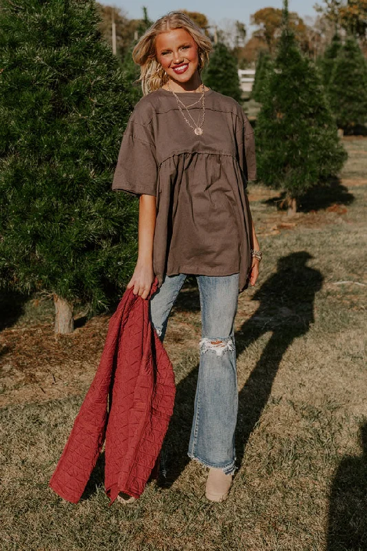 Lovely Tokens Mini Tunic Dress In Charcoal