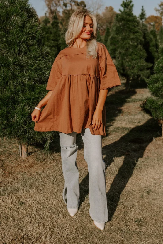 Lovely Tokens Mini Tunic Dress In Rust