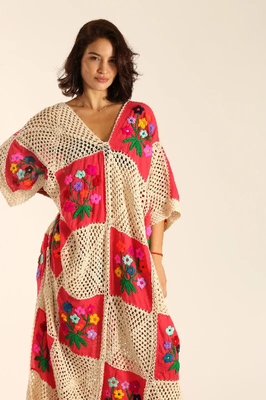 LOVE STORY MAXI CROCHET EMBROIDERED KAFTAN