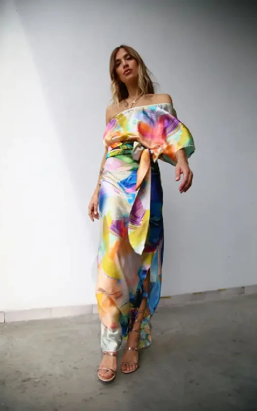 Moqette- One Shoulder Kimono Maxi Dress