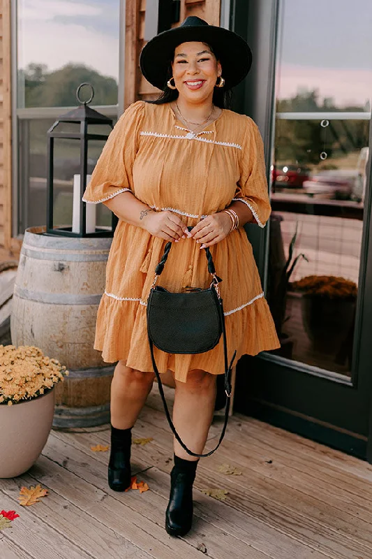 Simply Lovely Tiered Mini Dress in Mustard Curves