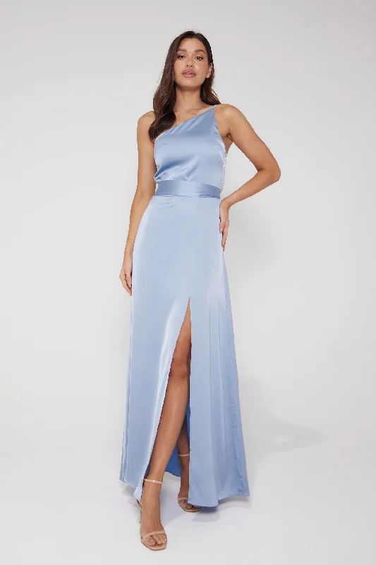 Aria One Shoulder Maxi Dress - Ice Blue