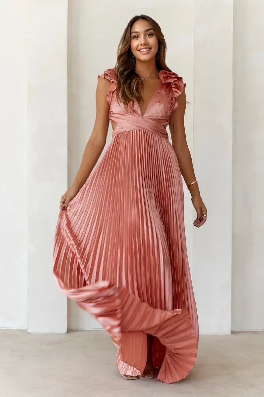 Beauty Of Her Satin Maxi Dress Blush