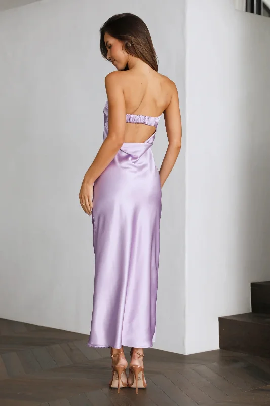 Coolness Calling Satin Maxi Dress Lilac