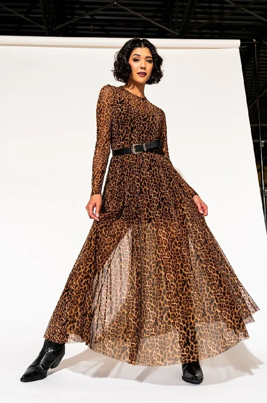 More You Mesh Maxi Dress in Leopard