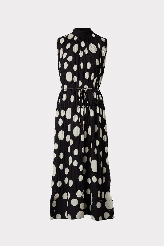 Melina Pleated Dot Dress