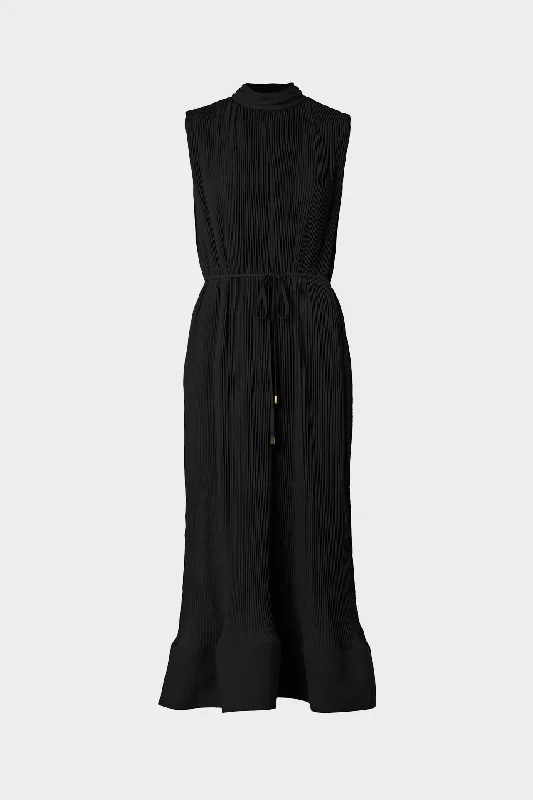 Melina Solid Pleated Dress