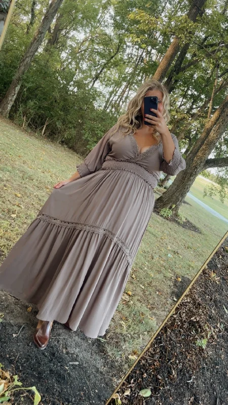 ECB Exclusive: Most Admired Maxi Dress , Taupe