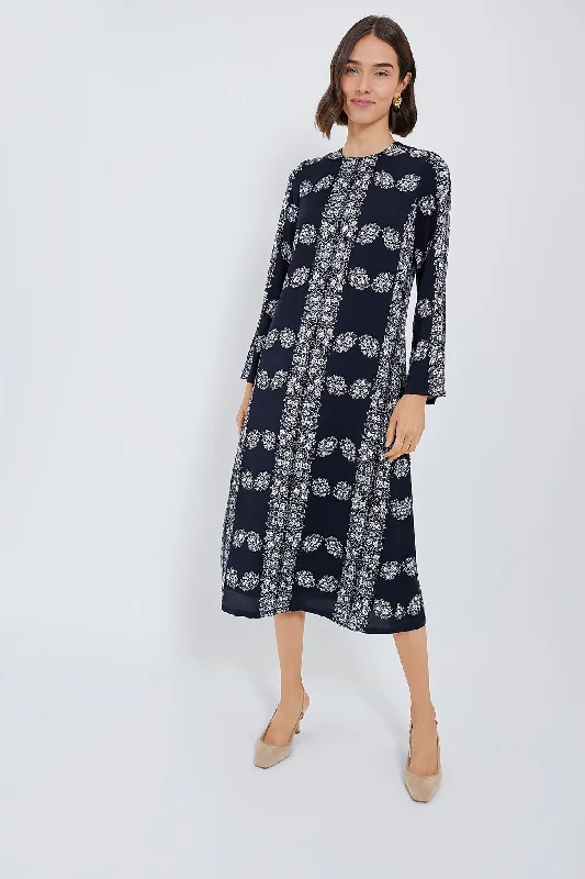 Navy Floral Harrington Maxi Dress